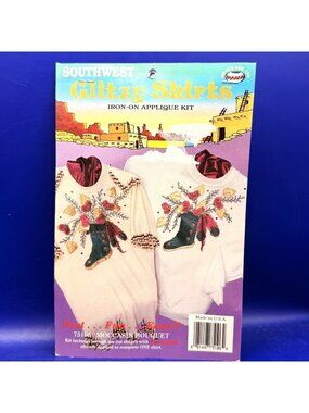 Vintage Southwest Glitzy Shirts Iron On Applique Kit Moccasin Bouquet 75106 NOS